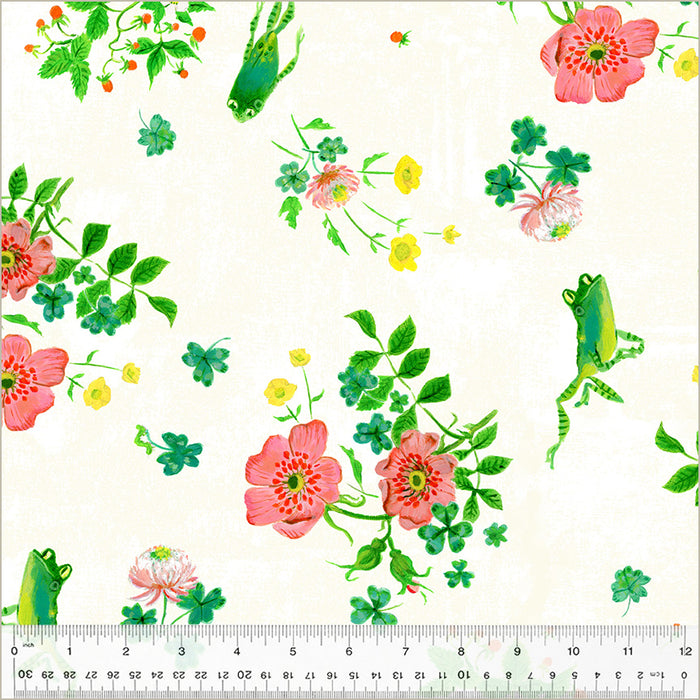 *PRE-ORDER* Heather Ross By Hand, Frog Spring in White