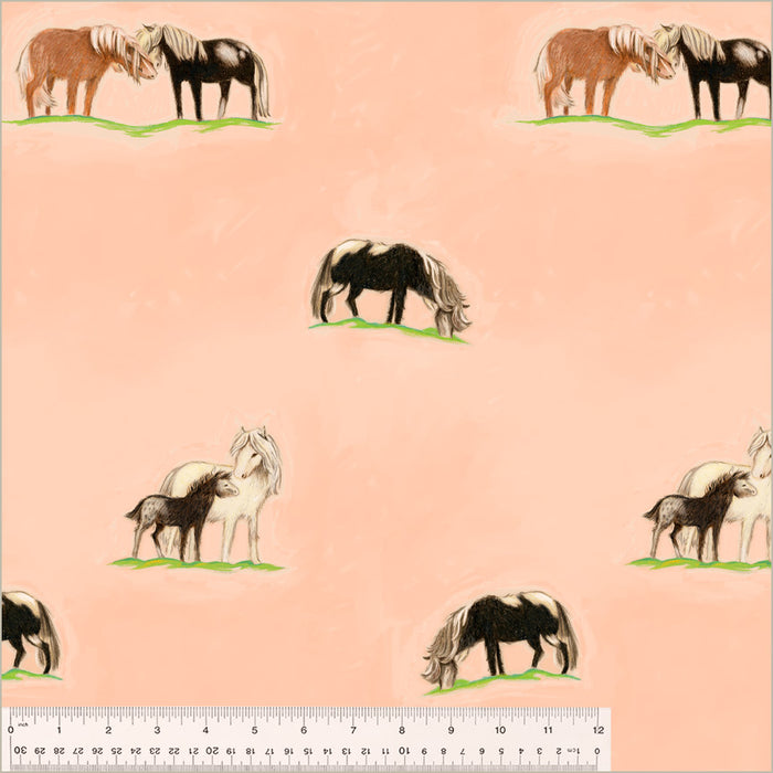 *PRE-ORDER* Heather Ross By Hand, Ponies in Peach