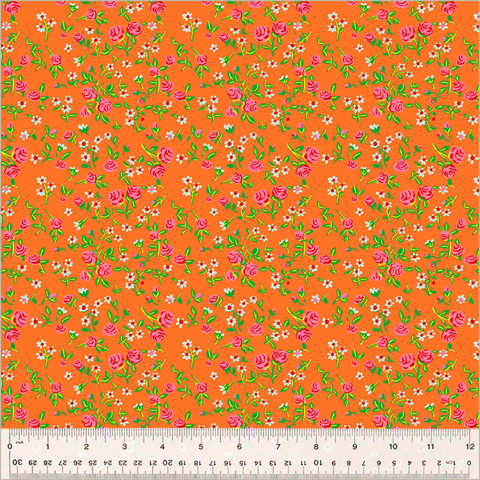 *PRE-ORDER* Heather Ross By Hand, Mousy Floral in Tangerine