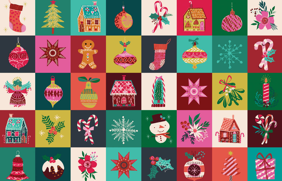 Candy Cane Christmas, Patchwork Blocks PANEL