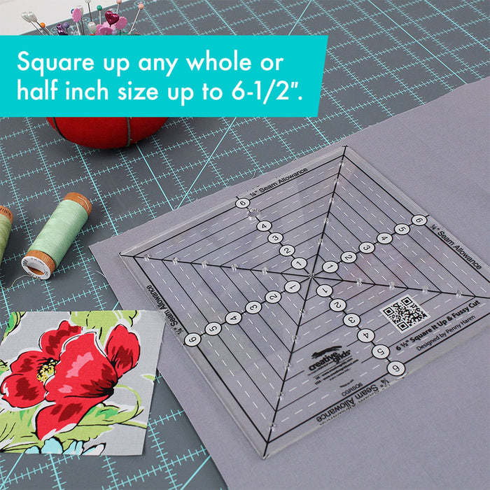 Creative Grids Square It Up & Fussy Cut Square Quilt Ruler - 6-1/2"