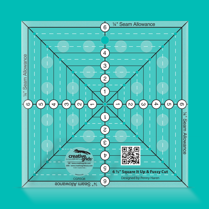 Creative Grids Square It Up & Fussy Cut Square Quilt Ruler - 6-1/2"