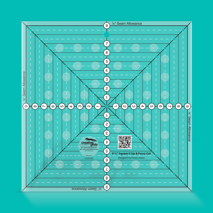 Creative Grids Square It Up & Fussy Cut Square Quilt Ruler - 9-1/2"