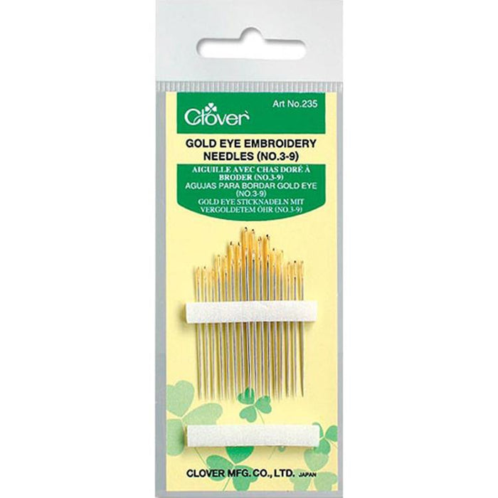 Clover Gold Eye Embroidery Needles (No. 3-9)