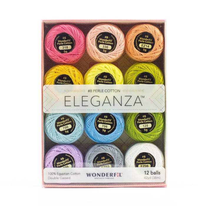 Wonderfil Eleganza 12-Ball Set in Pastels - 8wt Perle Cotton