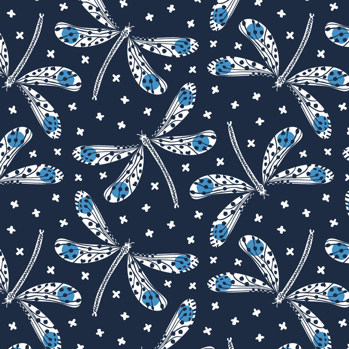 Sapphire Skies, Dragonflies in Navy