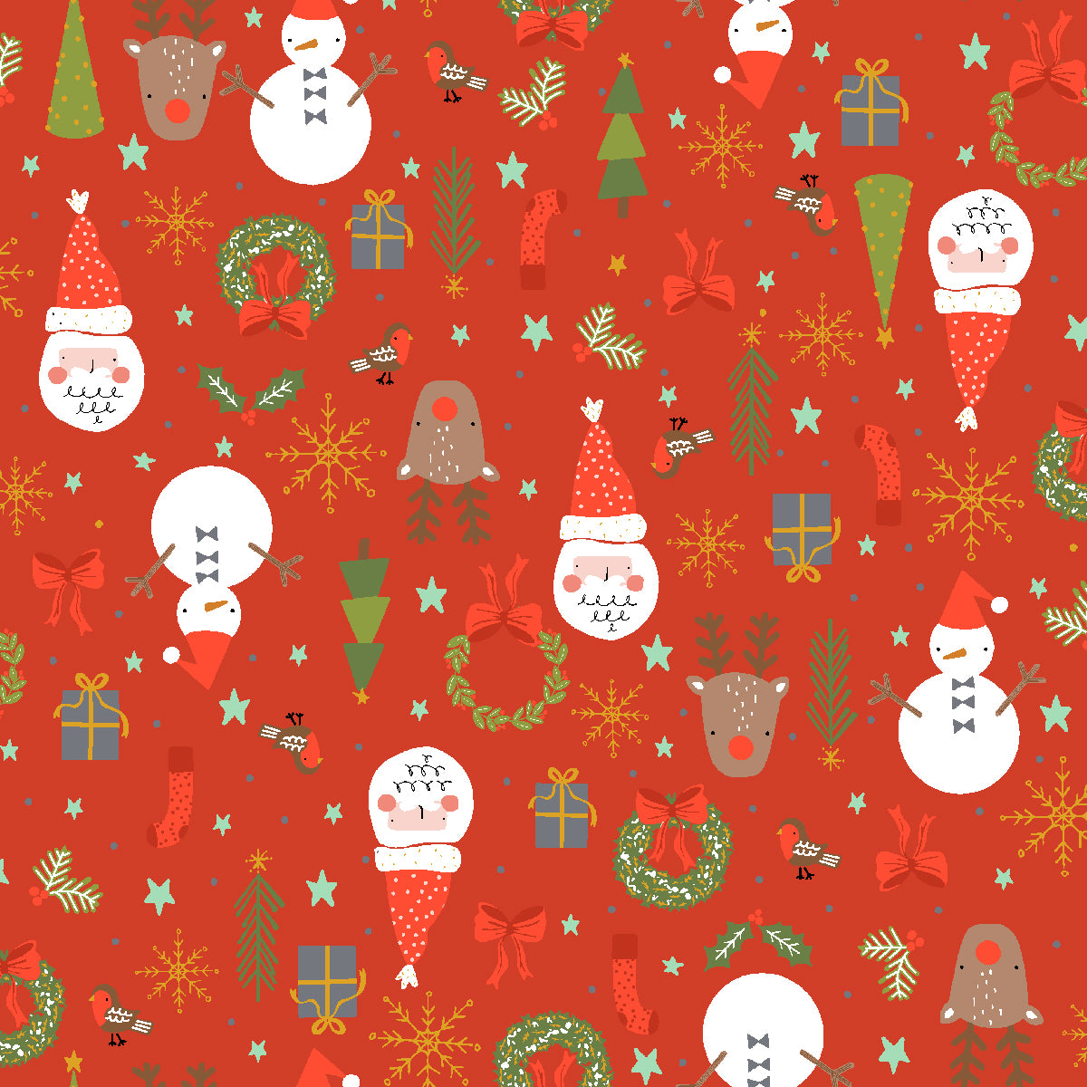 Christmas Lane, Jolly Good Time In Red– Bloomerie Fabrics