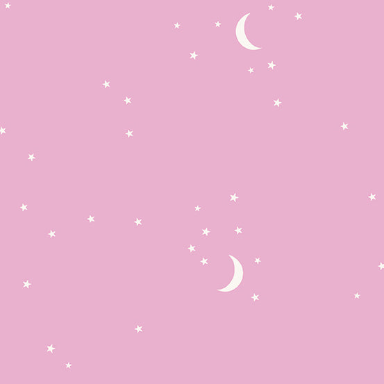 Moon and Stars in Pink– Bloomerie Fabrics